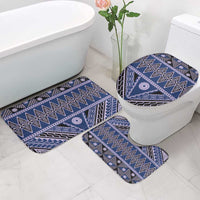 Vintage Bula Fiji Bathroom Set Prussian Blue Tapa Masi Motif - Polynesian Pride