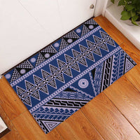 Vintage Bula Fiji Rubber Doormat Prussian Blue Tapa Masi Motif LT9 - Polynesian Pride