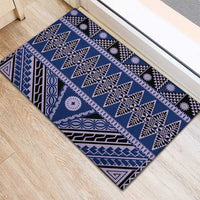 Vintage Bula Fiji Rubber Doormat Prussian Blue Tapa Masi Motif LT9 - Polynesian Pride