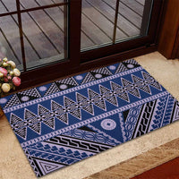 Vintage Bula Fiji Rubber Doormat Prussian Blue Tapa Masi Motif LT9 - Polynesian Pride
