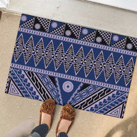 Vintage Bula Fiji Rubber Doormat Prussian Blue Tapa Masi Motif LT9 - Polynesian Pride