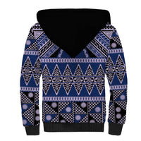Vintage Bula Fiji Sherpa Hoodie Prussian Blue Tapa Masi Motif