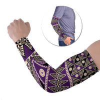 Vintage Bula Fiji Arm Sleeves Purple Tapa Masi Motif - Polynesian Pride