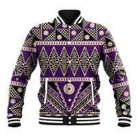 Vintage Bula Fiji Baseball Jacket Purple Tapa Masi Motif LT9 Unisex Purple - Polynesian Pride