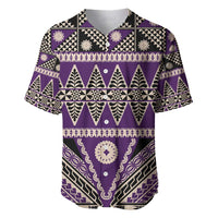 Vintage Bula Fiji Baseball Jersey Purple Tapa Masi Motif LT9 Purple - Polynesian Pride