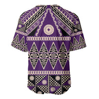 Vintage Bula Fiji Baseball Jersey Purple Tapa Masi Motif LT9 - Polynesian Pride