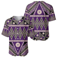 Vintage Bula Fiji Baseball Jersey Purple Tapa Masi Motif LT9 - Polynesian Pride