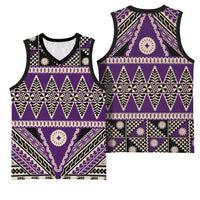 Vintage Bula Fiji Basketball Jersey Purple Tapa Masi Motif LT9 - Polynesian Pride