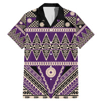 Vintage Bula Fiji Family Matching Mermaid Dress and Hawaiian Shirt Purple Tapa Masi Motif