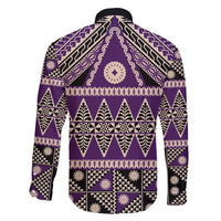 Vintage Bula Fiji Family Matching Summer Maxi Dress and Hawaiian Shirt Purple Tapa Masi Motif