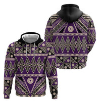 Vintage Bula Fiji Hoodie Purple Tapa Masi Motif