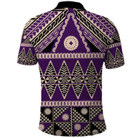 Vintage Bula Fiji Polo Shirt Purple Tapa Masi Motif LT9 - Polynesian Pride