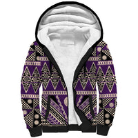 Vintage Bula Fiji Sherpa Hoodie Purple Tapa Masi Motif