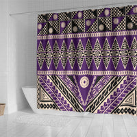 Vintage Bula Fiji Shower Curtain Purple Tapa Masi Motif