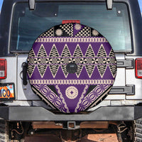 Vintage Bula Fiji Spare Tire Cover Purple Tapa Masi Motif
