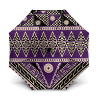 Vintage Bula Fiji Umbrella Purple Tapa Masi Motif LT9 One Size Folded 11.42 inch Opened Diameter 37.4 inch Purple - Polynesian Pride