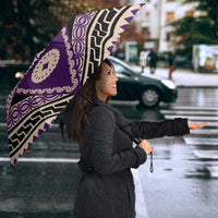 Vintage Bula Fiji Umbrella Purple Tapa Masi Motif LT9 - Polynesian Pride