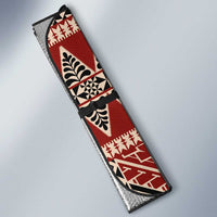 Vintage Bula Fiji Auto Sun Shade Red Tapa Masi Motif - Polynesian Pride