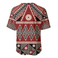 Vintage Bula Fiji Baseball Jersey Red Tapa Masi Motif LT9 - Polynesian Pride