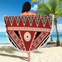 Vintage Bula Fiji Beach Blanket Red Tapa Masi Motif