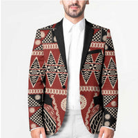 Vintage Bula Fiji Blazer Red Tapa Masi Motif - Polynesian Pride