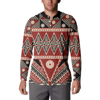Vintage Bula Fiji Button Sweatshirt Red Tapa Masi Motif LT9 - Polynesian Pride