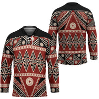Vintage Bula Fiji Hockey Jersey Red Tapa Masi Motif - Polynesian Pride