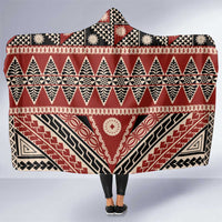 Vintage Bula Fiji Hooded Blanket Red Tapa Masi Motif LT9 One Size Red - Polynesian Pride