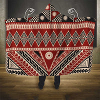 Vintage Bula Fiji Hooded Blanket Red Tapa Masi Motif LT9 - Polynesian Pride