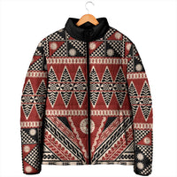 Vintage Bula Fiji Padded Jacket Red Tapa Masi Motif - Polynesian Pride