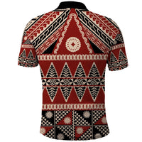 Vintage Bula Fiji Polo Shirt Red Tapa Masi Motif LT9 - Polynesian Pride
