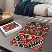 Vintage Bula Fiji Puzzle Red Tapa Masi Motif - Polynesian Pride