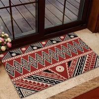 Vintage Bula Fiji Rubber Doormat Red Tapa Masi Motif LT9 - Polynesian Pride