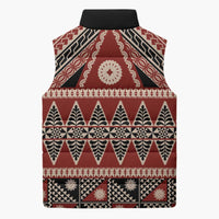 Vintage Bula Fiji Sleeveless Puffer Jacket Red Tapa Masi Motif LT9 - Polynesian Pride