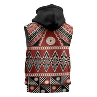 Vintage Bula Fiji Sleeveless Zip Hoodie Red Tapa Masi Motif LT9 - Polynesian Pride