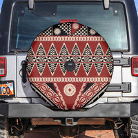 Vintage Bula Fiji Spare Tire Cover Red Tapa Masi Motif