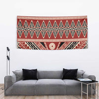 Vintage Bula Fiji Tapestry Red Tapa Masi Motif LT9 - Polynesian Pride