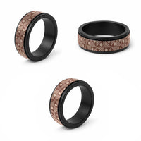 Vintage Bula Fiji Spinner Ring Brown Tapa Motif Traditional Island Masi - Polynesian Pride