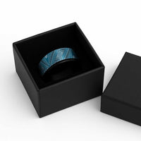 Vintage Bula Fiji Spinner Ring Blue Tapa Motif Fijian Tribal Masi LT9 - Polynesian Pride
