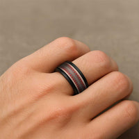 Vintage Bula Fiji Spinner Ring Red Tapa Motif Fiji Traditional Masi Pattern - Polynesian Pride