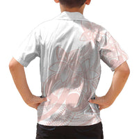 Polynesian Tribal Plumeria Lotu Tamaiti Family Matching Long Sleeve Bodycon Dress and Hawaiian Shirt Pastel Blush - Polynesian Pride