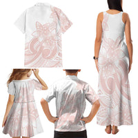 Polynesian Tribal Plumeria Lotu Tamaiti Family Matching Tank Maxi Dress and Hawaiian Shirt Pastel Blush - Polynesian Pride