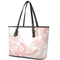 Polynesian Tribal Plumeria Lotu Tamaiti Leather Tote Bag Pastel Blush - Polynesian Pride