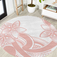 Polynesian Tribal Plumeria Lotu Tamaiti Round Carpet Pastel Blush - Polynesian Pride