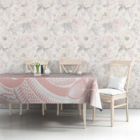 Polynesian Tribal Plumeria Lotu Tamaiti Tablecloth Pastel Blush - Polynesian Pride