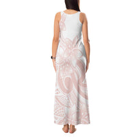 Polynesian Tribal Plumeria Lotu Tamaiti Tank Maxi Dress Pastel Blush - Polynesian Pride