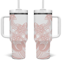 Polynesian Tribal Plumeria Lotu Tamaiti Tumbler With Handle Pastel Blush - Polynesian Pride
