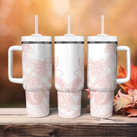Polynesian Tribal Plumeria Lotu Tamaiti Tumbler With Handle Pastel Blush - Polynesian Pride