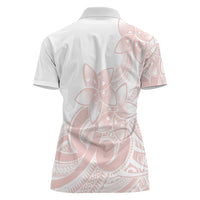Polynesian Tribal Plumeria Lotu Tamaiti Women Polo Shirt Pastel Blush - Polynesian Pride