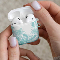 Polynesian Tribal Plumeria Lotu Tamaiti AirPods Case Pastel Cyan - Polynesian Pride